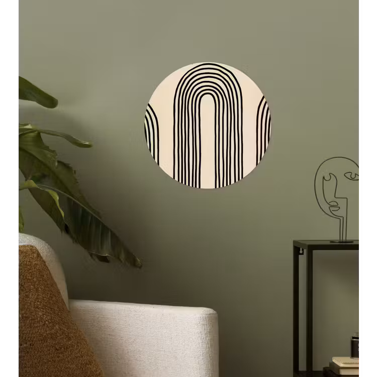 Boogvormen - Zwart - Strak Wandcirkel behangsticker klein -sfeer2