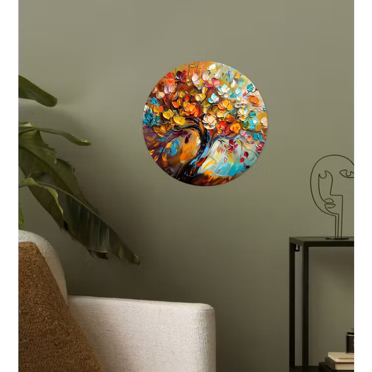 Boom - Abstract - Kleurrijk - Bloemen Wandcirkel behangsticker klein -sfeer2