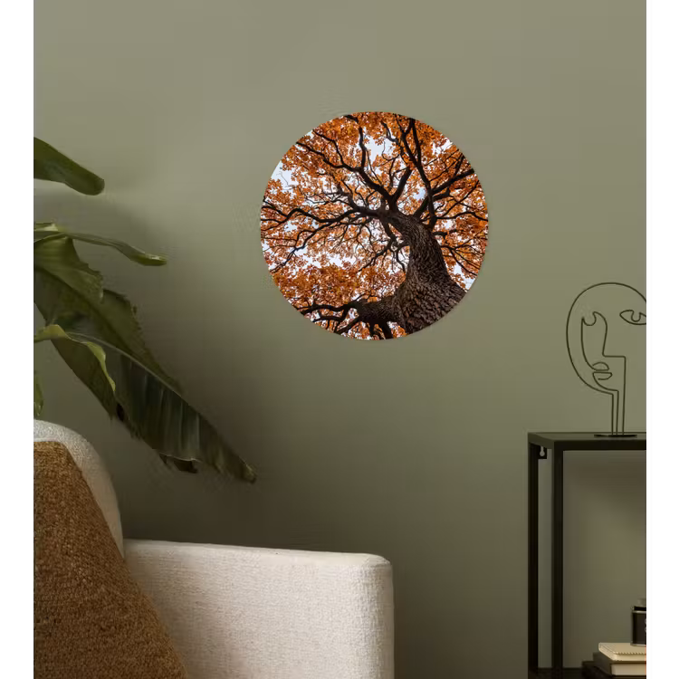 Boom - Bladerdak - Herfst - Oranje - Sfeervol Wandcirkel behangsticker klein -sfeer2