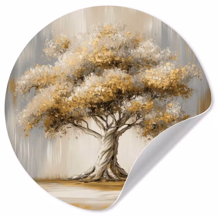 Boom - Bladeren - Abstract - Wit Wandcirkel behangsticker klein -3d