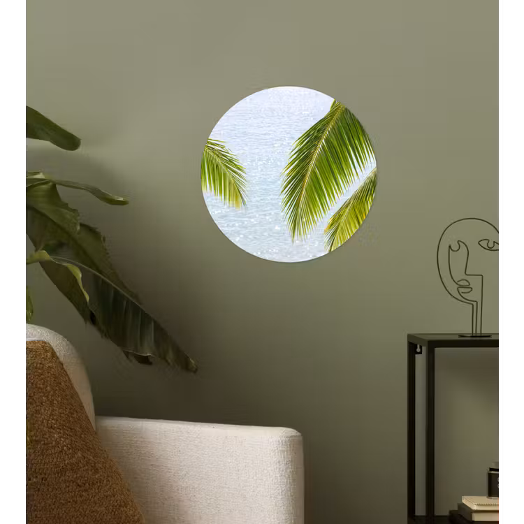 Boom - Bladeren - Water - Tropisch - Groen Wandcirkel behangsticker klein -sfeer2