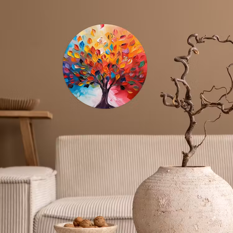 Boom - Levensboom - Kleurrijk - Abstract Wandcirkel behangsticker klein -sfeer1