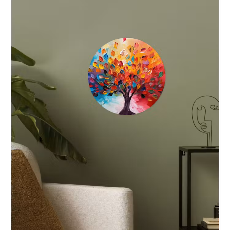 Boom - Levensboom - Kleurrijk - Abstract Wandcirkel behangsticker klein -sfeer2