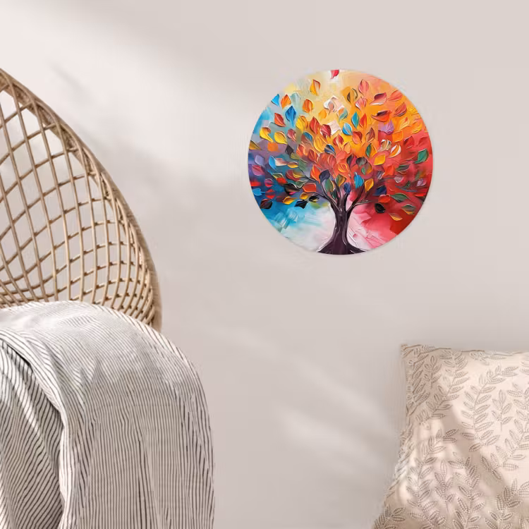 Boom - Levensboom - Kleurrijk - Abstract Wandcirkel behangsticker klein -sfeer4