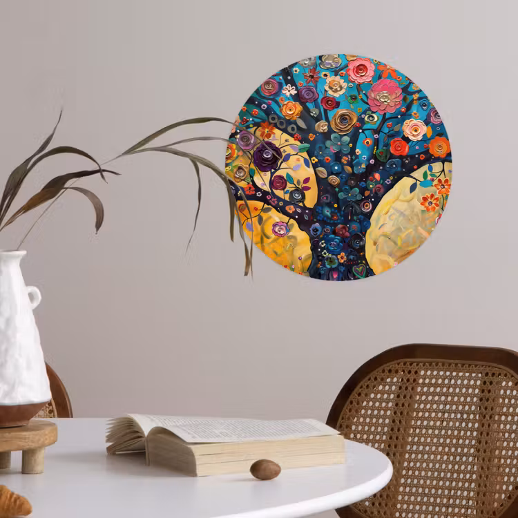 Boom - Levensboom - Kleurrijk - Bloemen - Modern Wandcirkel behangsticker klein -sfeer3