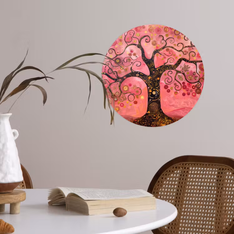 Boom - Levensboom - Roze - Goud Wandcirkel behangsticker klein -sfeer3