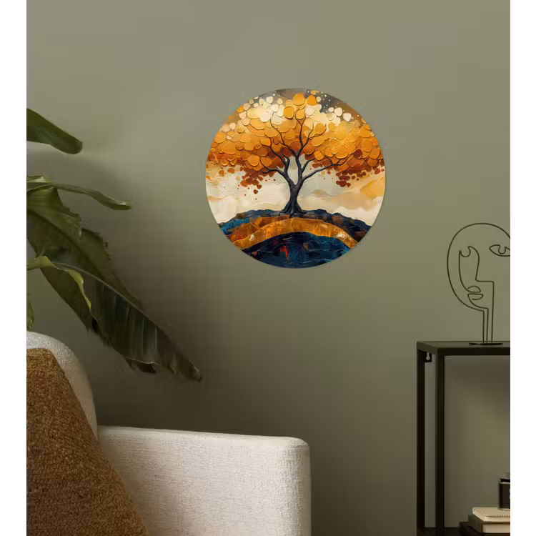 Boom - Natuur - Goud - Modern Wandcirkel behangsticker klein -sfeer2