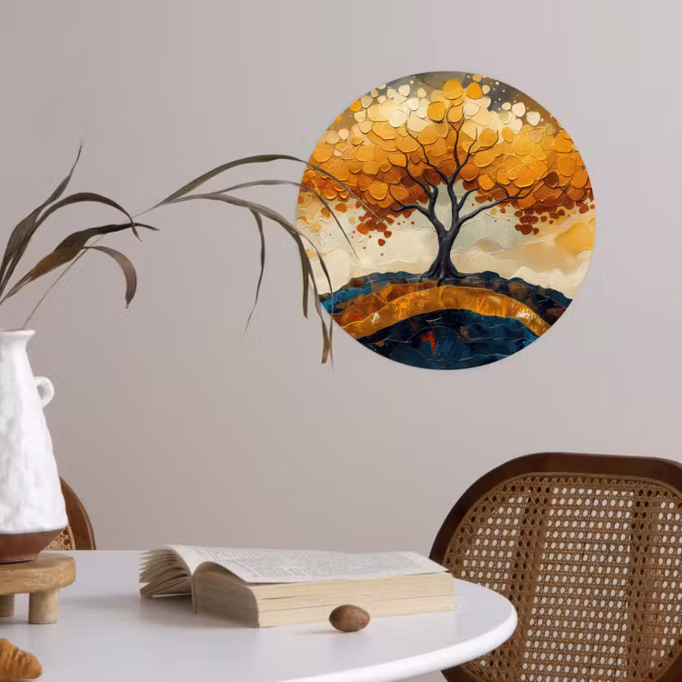 Boom - Natuur - Goud - Modern Wandcirkel behangsticker klein -sfeer3
