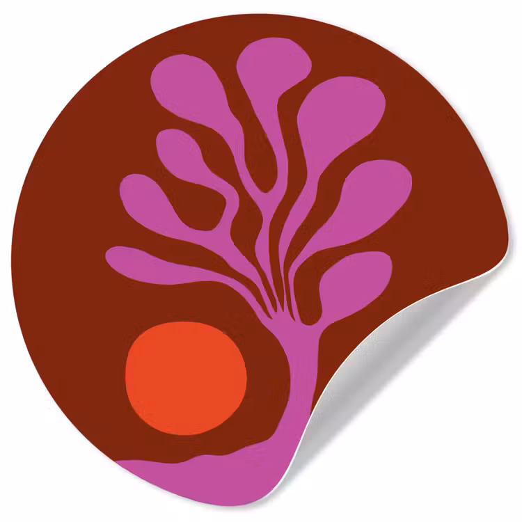 Boom - Paars - Cirkel - Vloeiend Wandcirkel behangsticker klein -3d