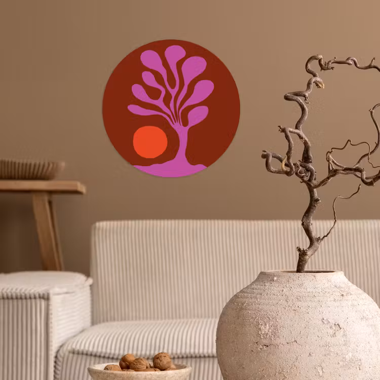 Boom - Paars - Cirkel - Vloeiend Wandcirkel behangsticker klein -sfeer1