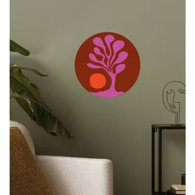 Boom - Paars - Cirkel - Vloeiend Wandcirkel behangsticker klein -sfeer2