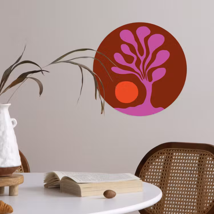 Boom - Paars - Cirkel - Vloeiend Wandcirkel behangsticker klein -sfeer3