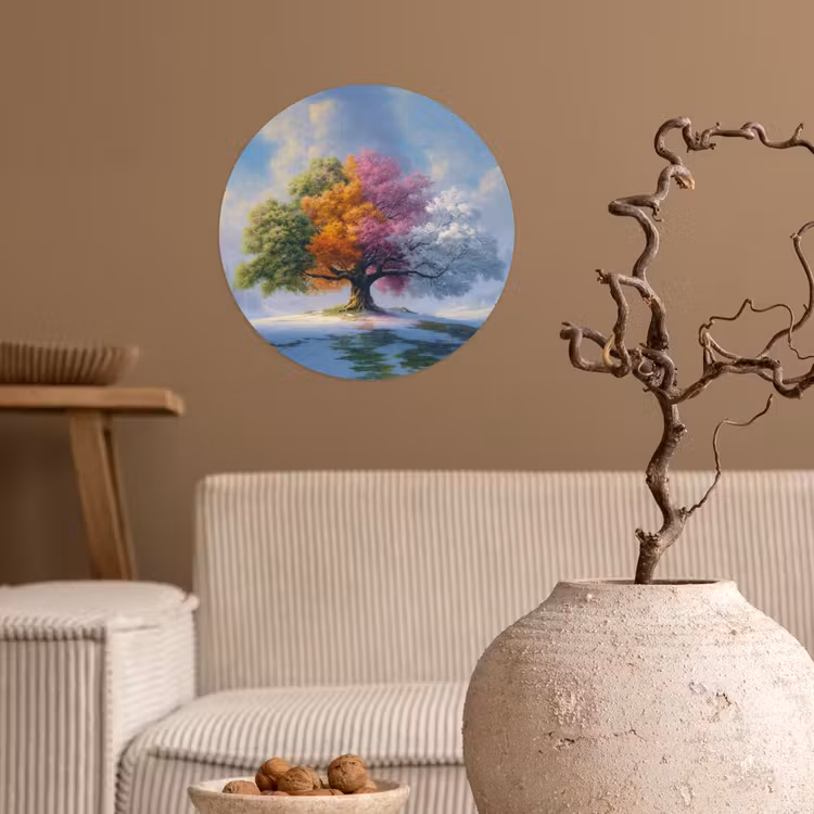 Boom - Seizoenen - Winter - Landschap Wandcirkel behangsticker klein -sfeer1