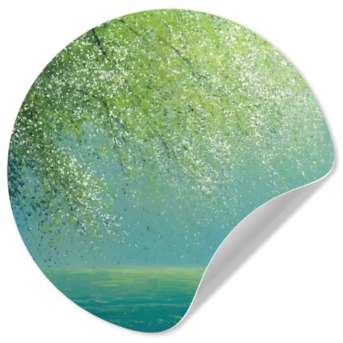 Bootje - Water - Bladeren - Bloesems Wandcirkel behangsticker klein -3d