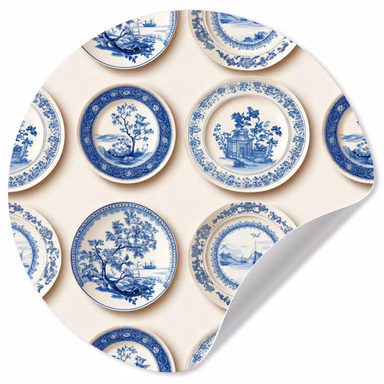 Borden - Bomen - Planten - Blauw Wandcirkel behangsticker klein 186 -3d