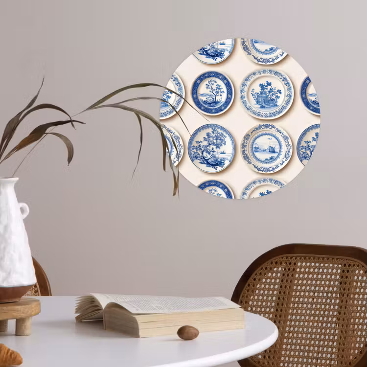 Borden - Bomen - Planten - Blauw Wandcirkel behangsticker klein 186 -sfeer3