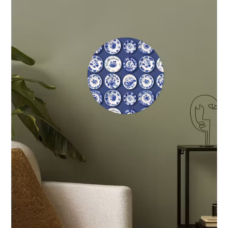 Borden - Floraal - Blauw Wandcirkel behangsticker klein 186 -sfeer2