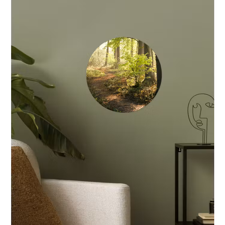 Bos - Bomen - Pad - Zon - Planten - Bladeren - Natuur Wandcirkel behangsticker klein -sfeer2