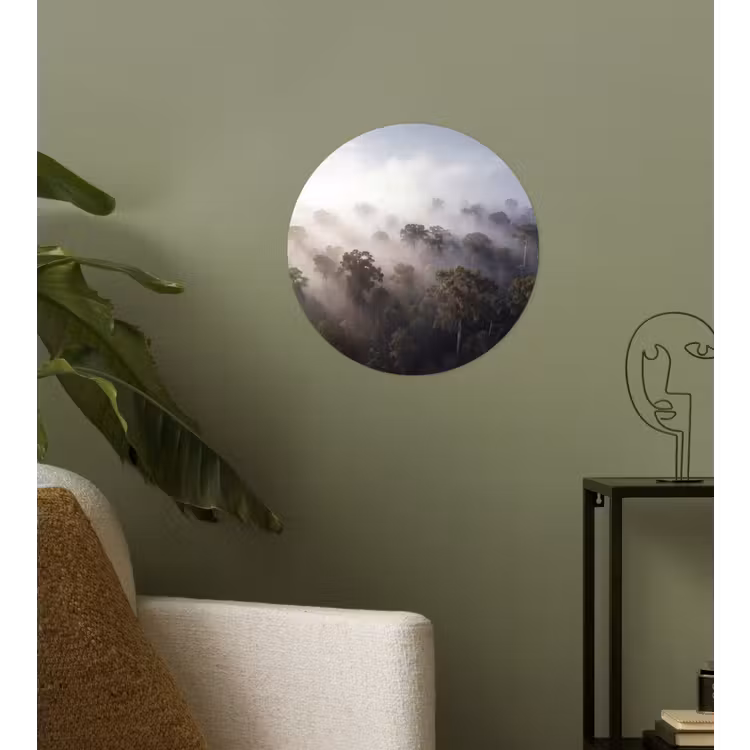 Bos - Mist - Natuur - Groen Wandcirkel behangsticker klein -sfeer2