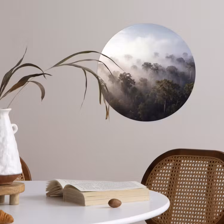Bos - Mist - Natuur - Groen Wandcirkel behangsticker klein -sfeer3