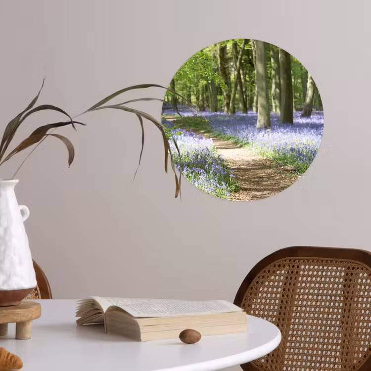 Bos - Pad - Bloemen - Paars - Groen - Natuur Wandcirkel behangsticker klein -sfeer3