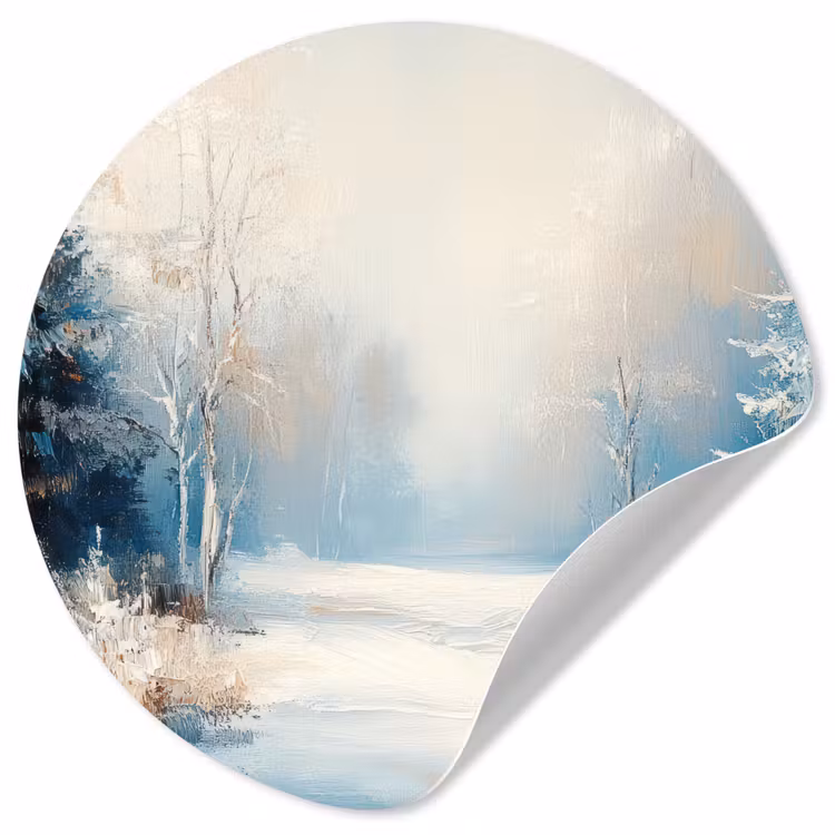 Bos - Winter - Natuur - Abstract - Sneeuw Wandcirkel behangsticker klein -3d