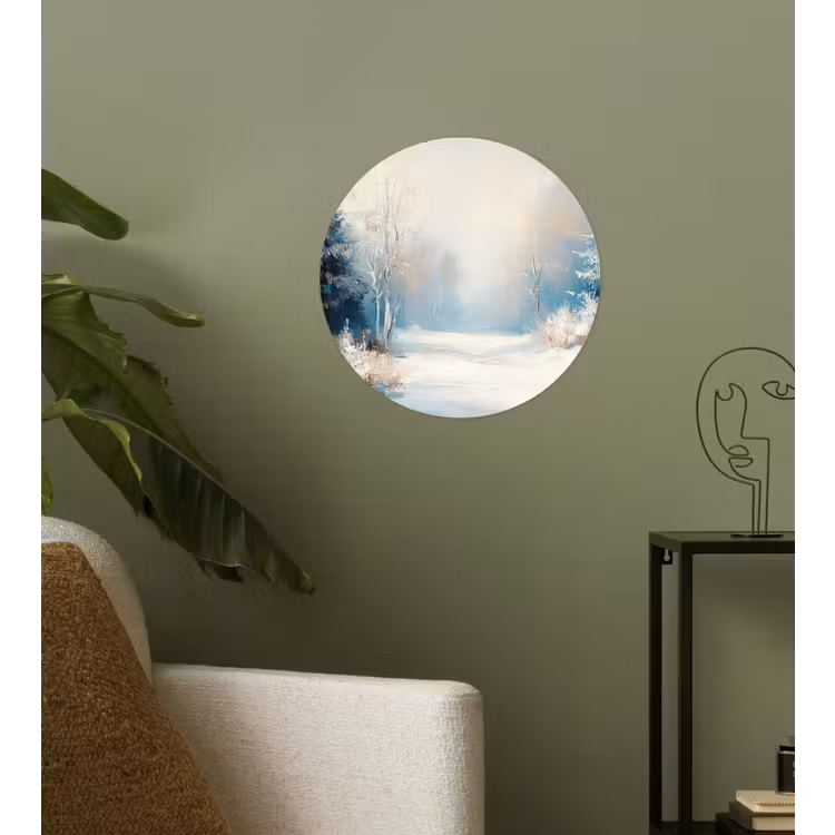 Bos - Winter - Natuur - Abstract - Sneeuw Wandcirkel behangsticker klein -sfeer2
