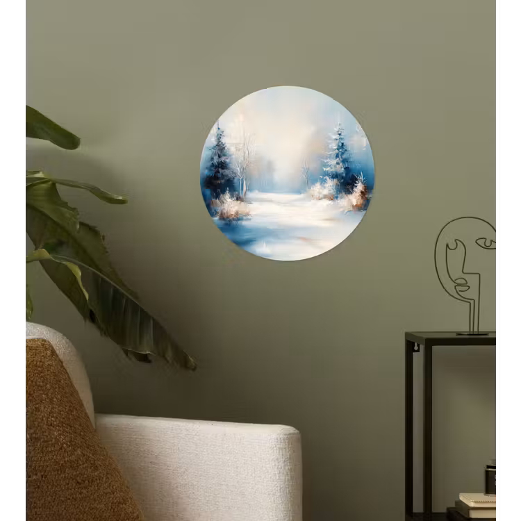 Bos - Winter - Natuur - Abstract - Sneeuw Wandcirkel behangsticker klein -sfeer2