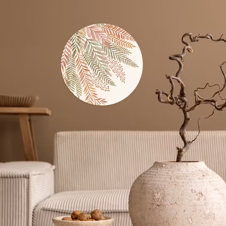 Botanisch - Aquarel - Kleurrijk Wandcirkel behangsticker klein -sfeer1
