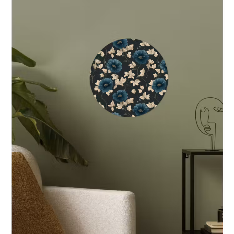 Botanisch - Bloemen - Blauw Wandcirkel behangsticker klein 186 -sfeer2