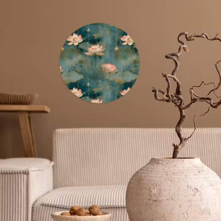 Botanisch - Bloemen - Roze Wandcirkel behangsticker klein 186 -sfeer1