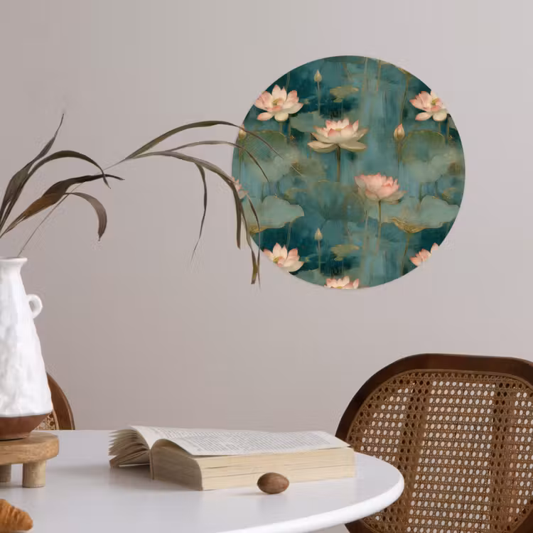 Botanisch - Bloemen - Roze Wandcirkel behangsticker klein 186 -sfeer3