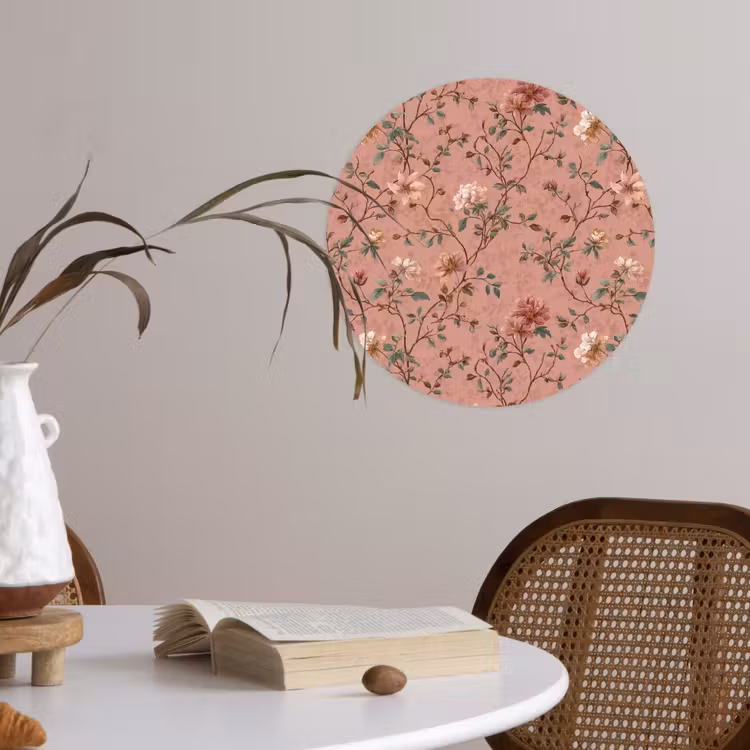 Botanisch - Bloemen - Roze Wandcirkel behangsticker klein 186 -sfeer3