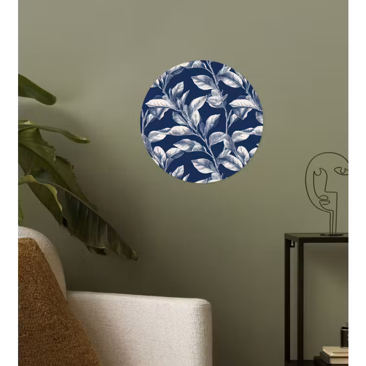 Botanisch - Patroon - Blauw Wandcirkel behangsticker klein 186 -sfeer2