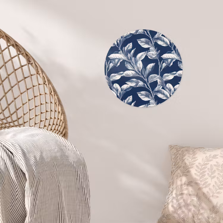 Botanisch - Patroon - Blauw Wandcirkel behangsticker klein 186 -sfeer4