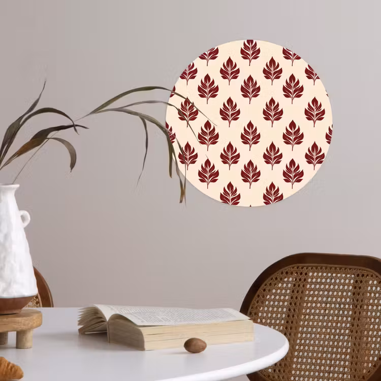 Botanisch - Patroon - Bordeaux Wandcirkel behangsticker klein 186 -sfeer3