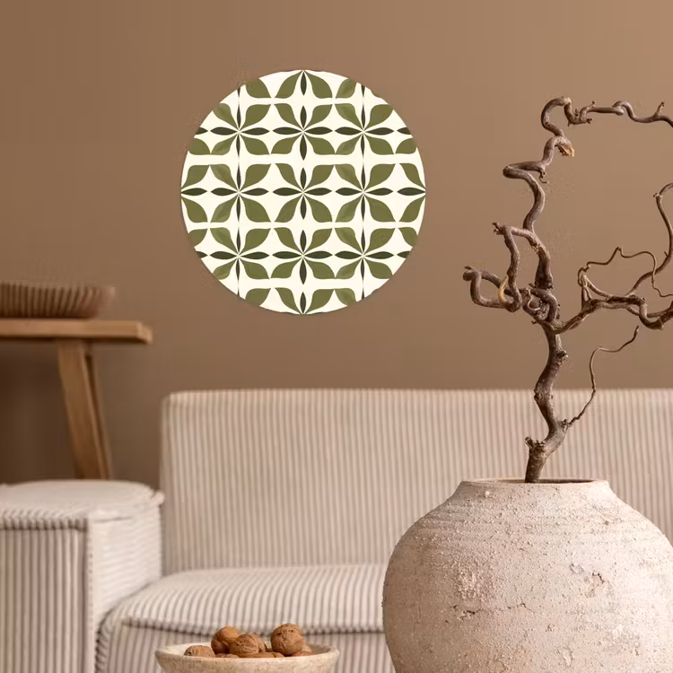 Botanisch - Retro - Groen Wandcirkel behangsticker klein 186 -sfeer1