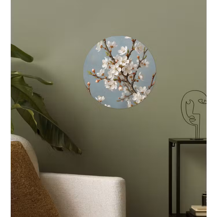 Botanisch - Stilleven - Blauw Wandcirkel behangsticker klein -sfeer2