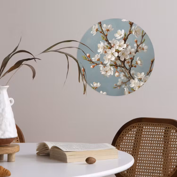 Botanisch - Stilleven - Blauw Wandcirkel behangsticker klein -sfeer3
