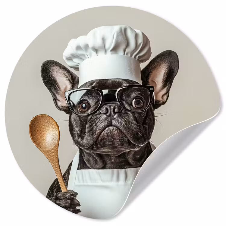 Bril - Hond - Kok Wandcirkel behangsticker klein -3d