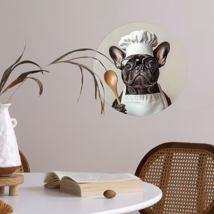 Bril - Hond - Kok Wandcirkel behangsticker klein -sfeer3
