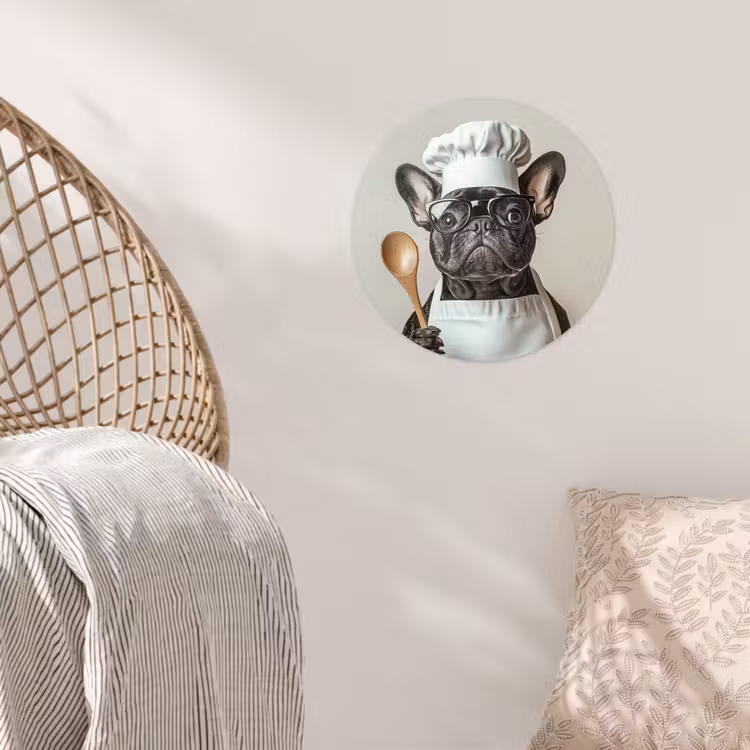 Bril - Hond - Kok Wandcirkel behangsticker klein -sfeer4
