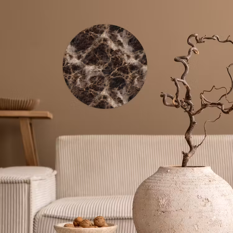 Bruin - Goud - Marmer Wandcirkel behangsticker klein 186 -sfeer1