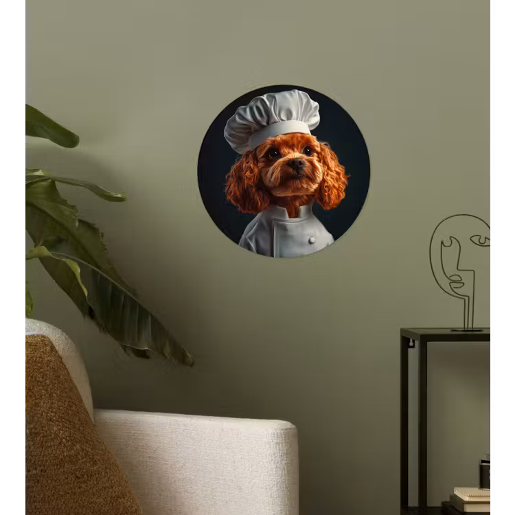 Bruin - Kok - Hondje Wandcirkel behangsticker klein -sfeer2