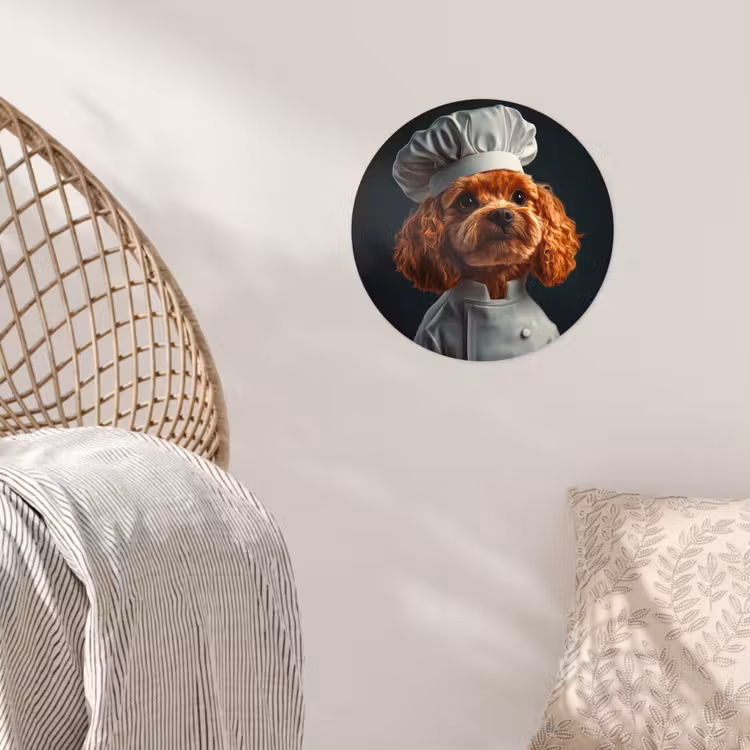 Bruin - Kok - Hondje Wandcirkel behangsticker klein -sfeer4