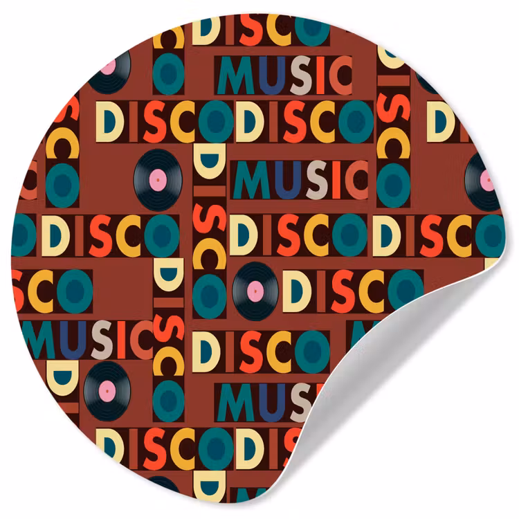 Bruin - Retro - Disco - Patroon Wandcirkel behangsticker klein 186 -3d