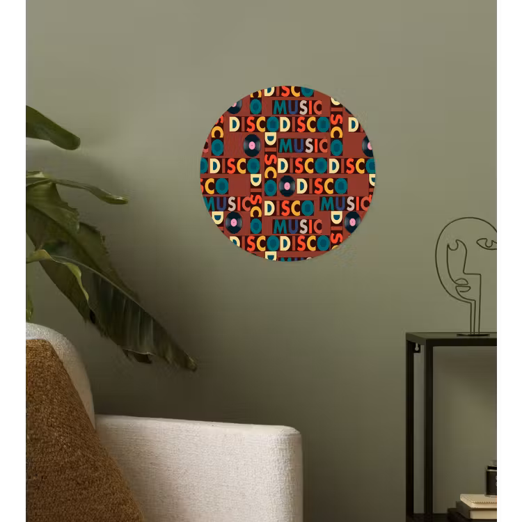 Bruin - Retro - Disco - Patroon Wandcirkel behangsticker klein 186 -sfeer2
