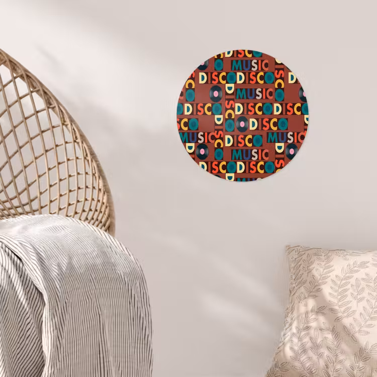 Bruin - Retro - Disco - Patroon Wandcirkel behangsticker klein 186 -sfeer4