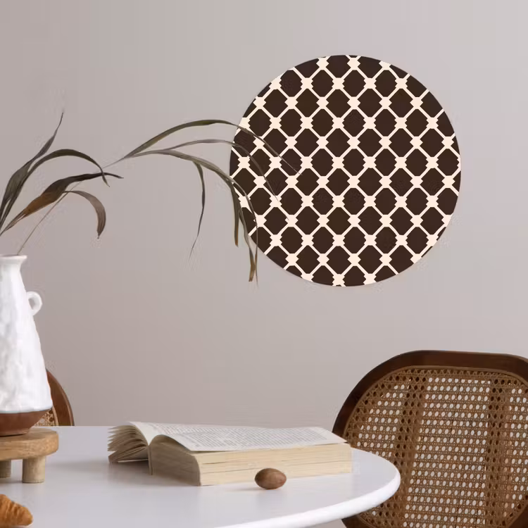 Bruin - Ruitpatroon - Geometrisch Wandcirkel behangsticker klein 186 -sfeer3