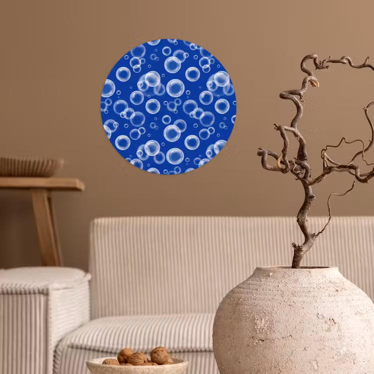 Bubbels - Patroon - Blauw Wandcirkel behangsticker klein -sfeer1
